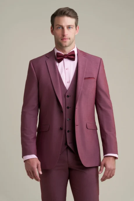 C101 - Burgundy Wedding Collection Suit - Image 4